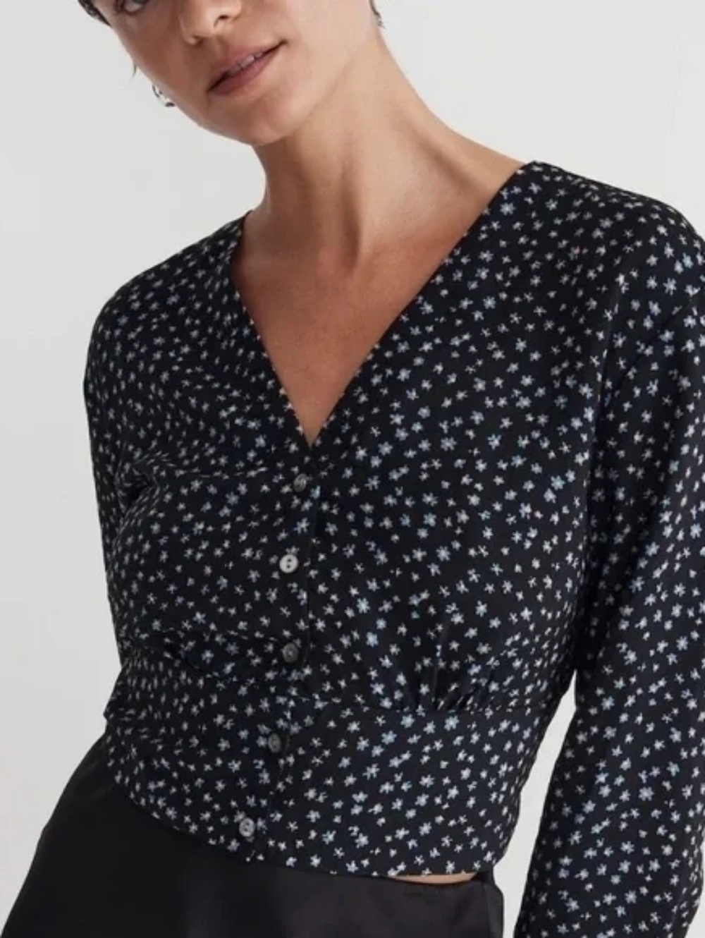 Madewell Floral Button-Up Blouse | Size Small Cropped Fit